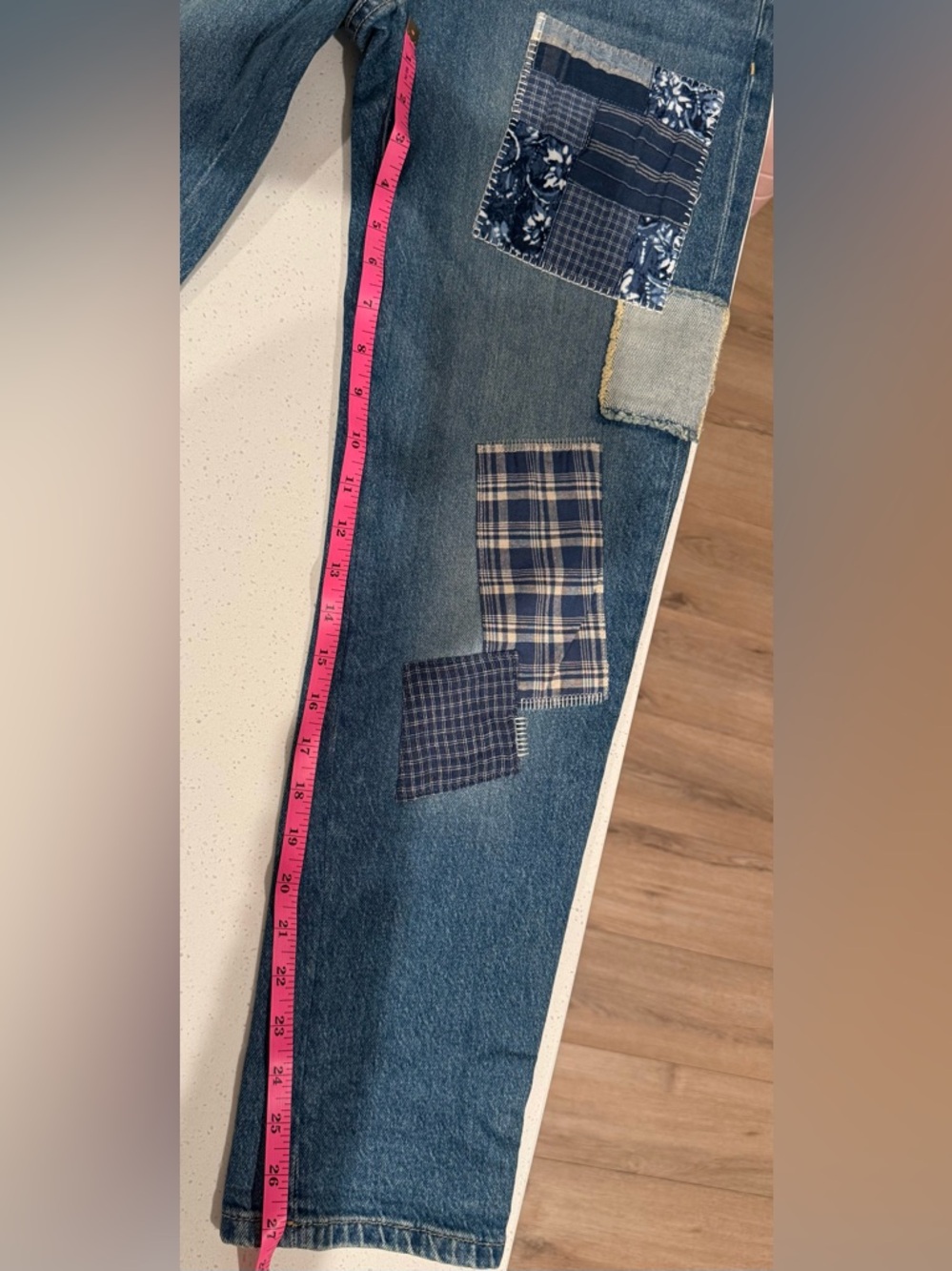 Ralph Lauren Blue Patchwork Straight Leg Jeans NWT Size 2 - Picture 9 of 9